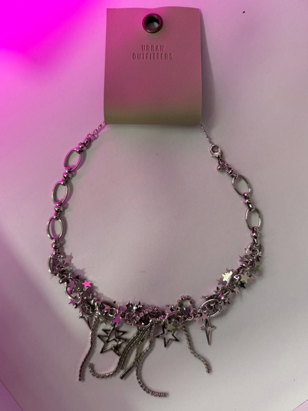 Urban Outfitters Silver Star & Tassel Charm Necklace